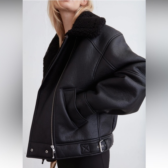 NWT Oak + Fort Oversized Sherpa Aviator Jacket - Picture 2 of 9